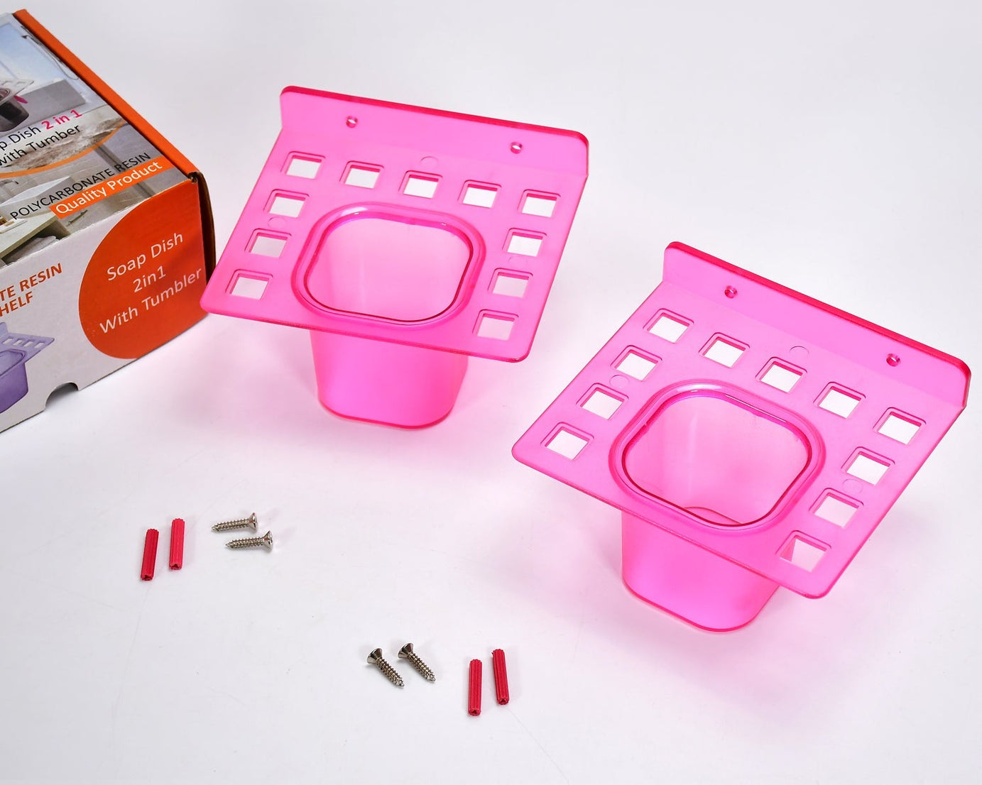 Toothbrush holder and tumbler set, close-up view
