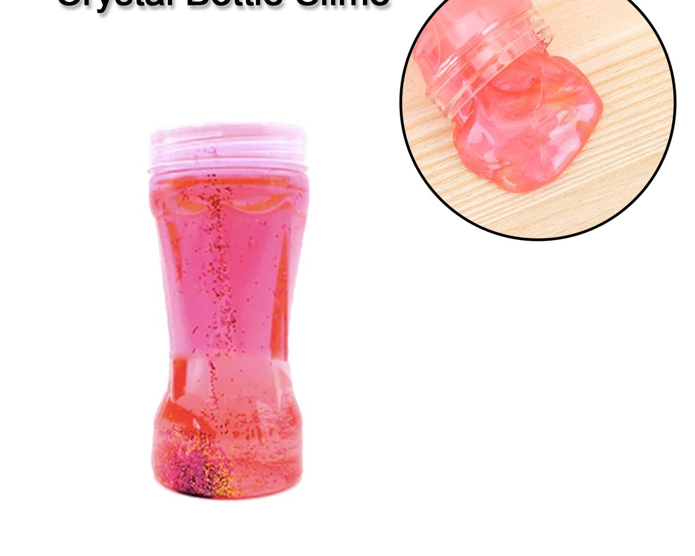 Soft jar containing glitter and crystal slime for play
