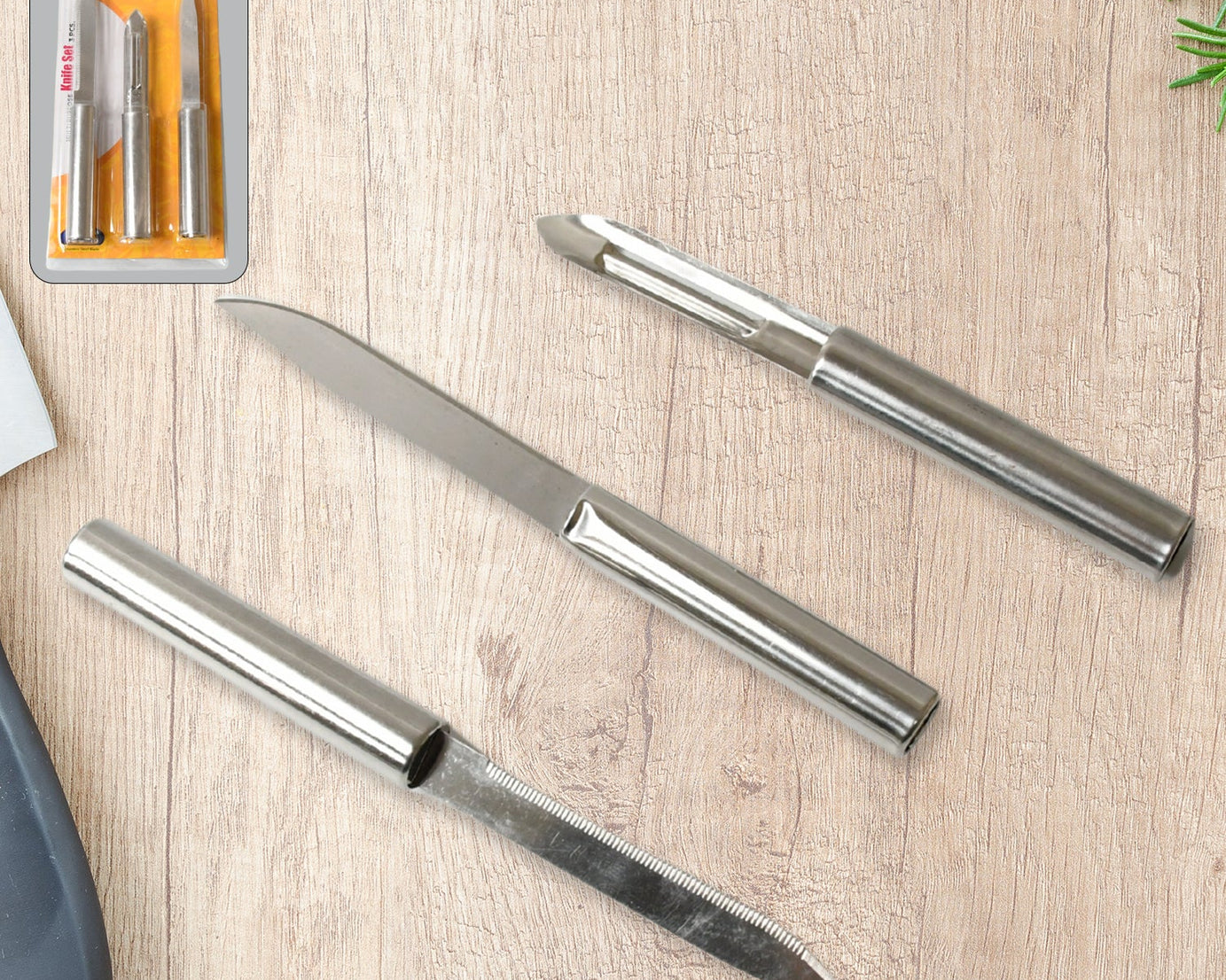 Stainless Steel Multipurpose Sharp Cutting Knife with Non-Slip Handle for Fruit, Meat and Vegetable Chopping (Pack Of 3)