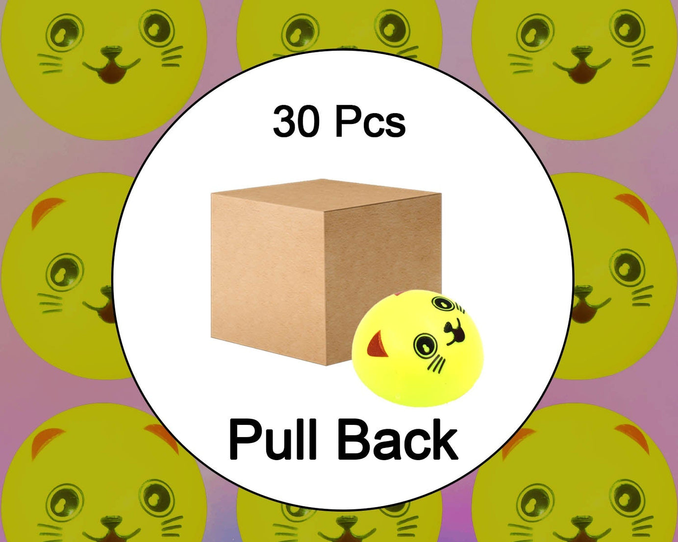 Colorful smiley face pull-back toy set