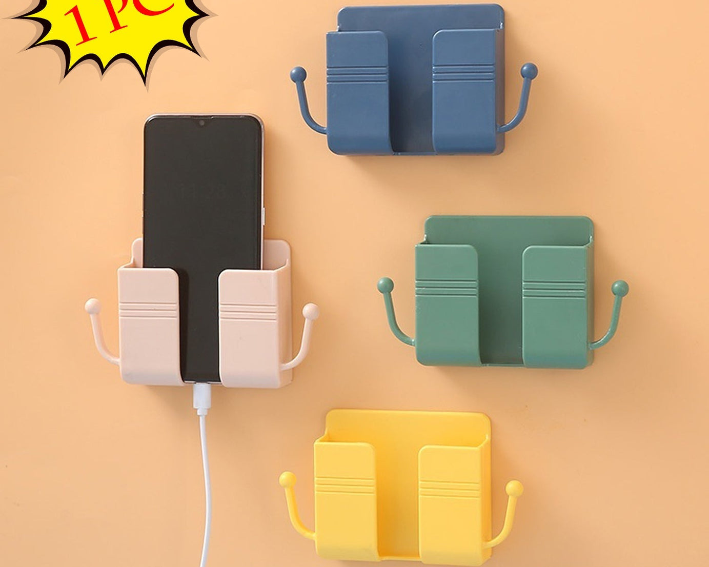 Hook design wallmount stand for mobile phones and hanging items