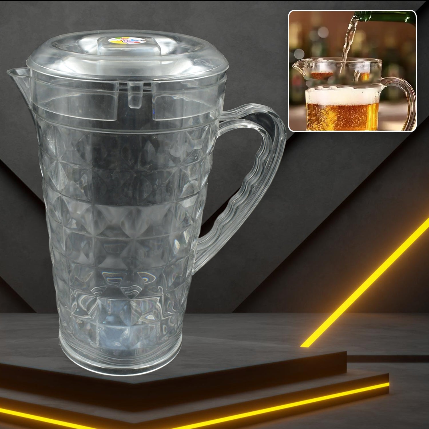 3692 Mocktail Pet Jug Plastic Jug With lid, Drinking Beverage Jag, Transparent Tableware Reusable BPA Free, Plastic Water jug for Home use, Perfect for Home, Restaurants