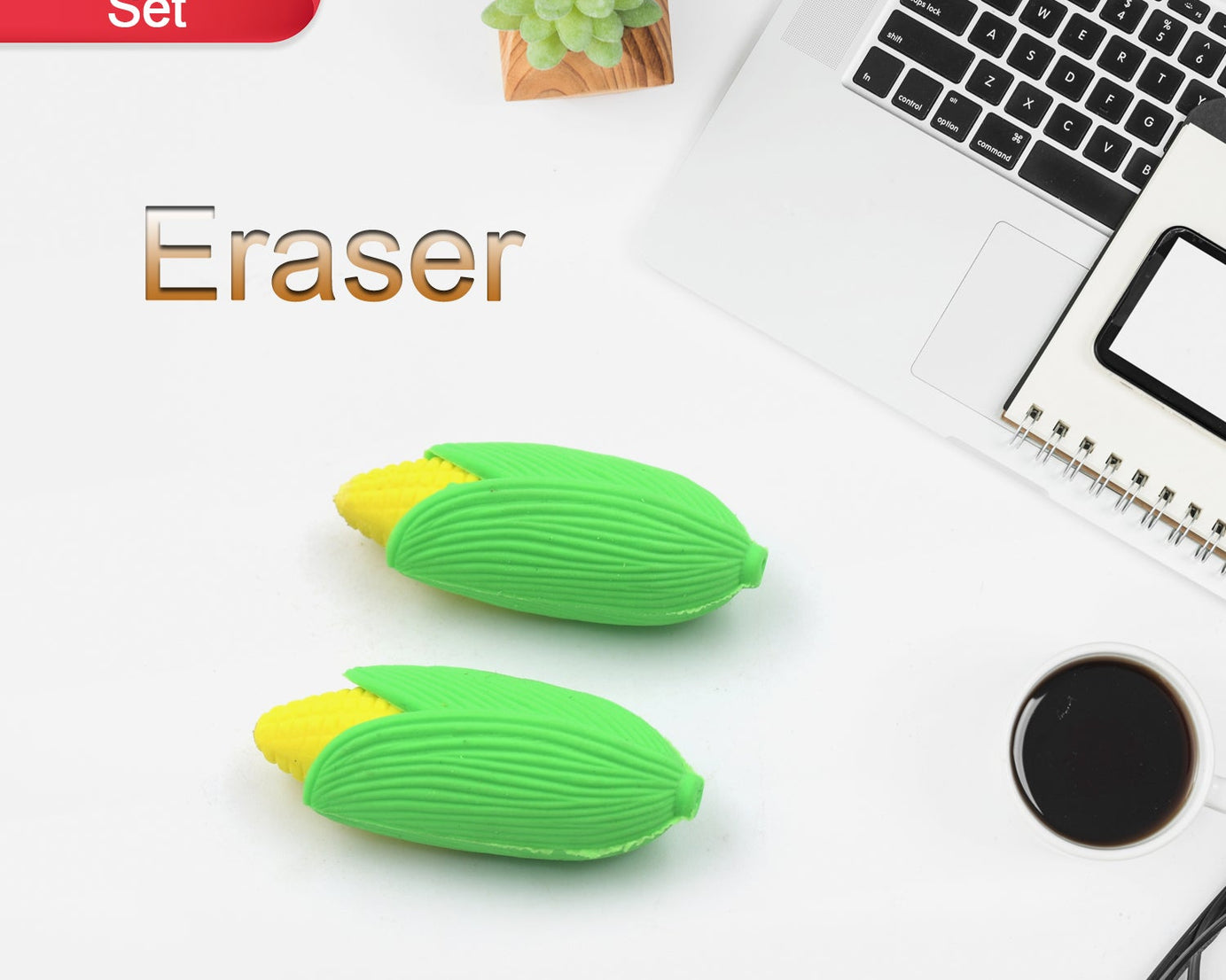 4116 Corn Shape Eraser High Qulaity Eraser School Use Fancy Earser ( 2 Pc Set )