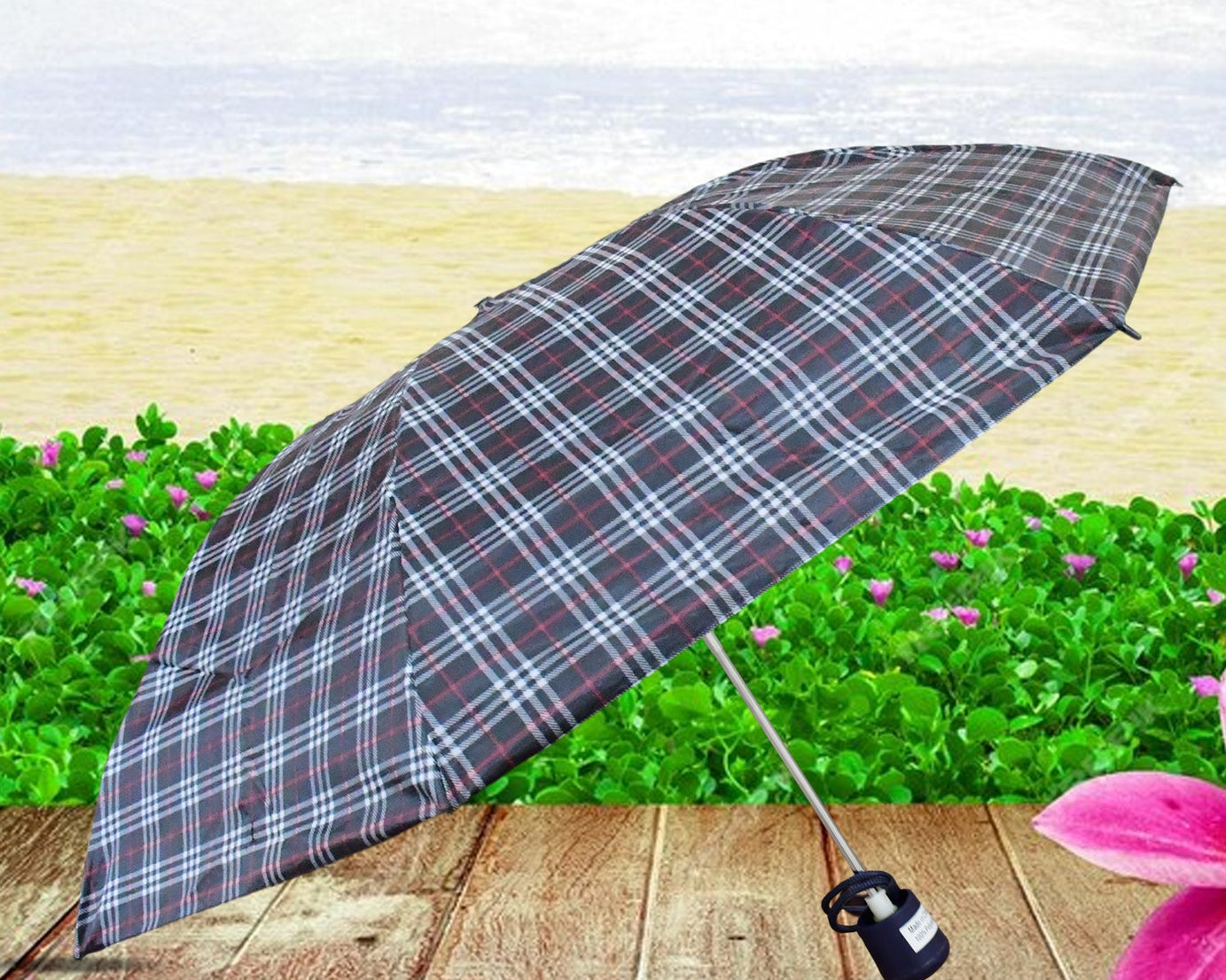 3-Fold Sun & Rain Protective Solid Foldable Umbrella, (1 Pc)
