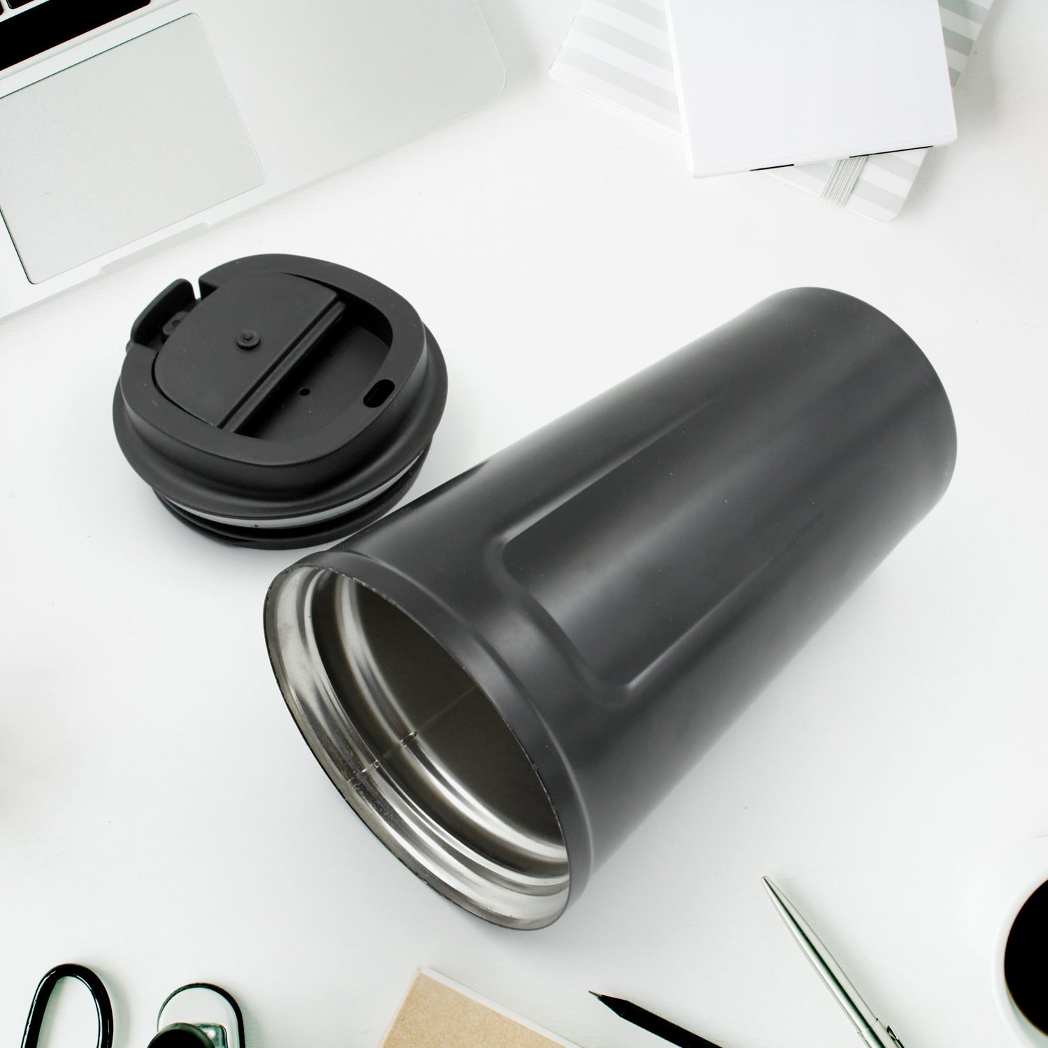 12512 Inside Stainless Steel & Outside Plastic Vacuum Insulated Insulated Coffee Cups Double Walled Travel Mug, Car Coffee Mug with Leak Proof Lid Reusable Thermal Cup for Hot Cold Drinks Coffee, Tea (1 Pc)