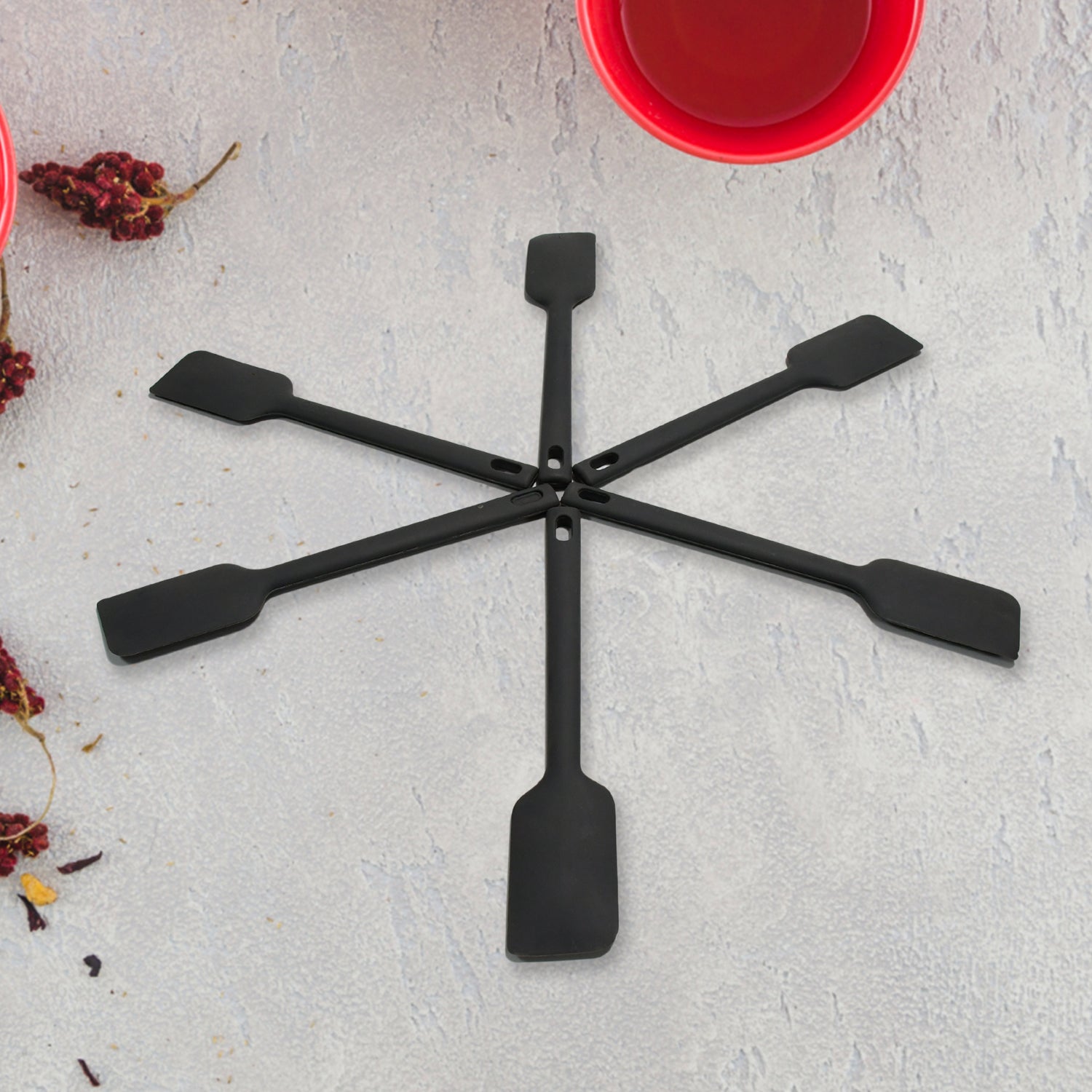 Multipurpose Silicone Spoon, Silicone Basting Spoon Non-Stick Kitchen Utensils Household Gadgets Heat-Resistant Non Stick Spoons Kitchen Cookware Items For Cooking and Baking (6 Pcs Set)