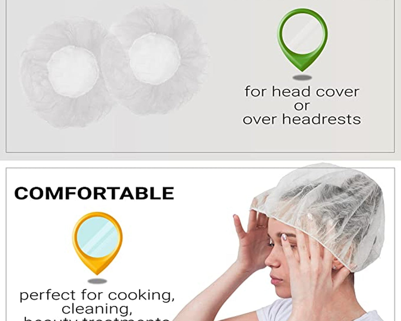 Elastic shower caps for spa and hotel use