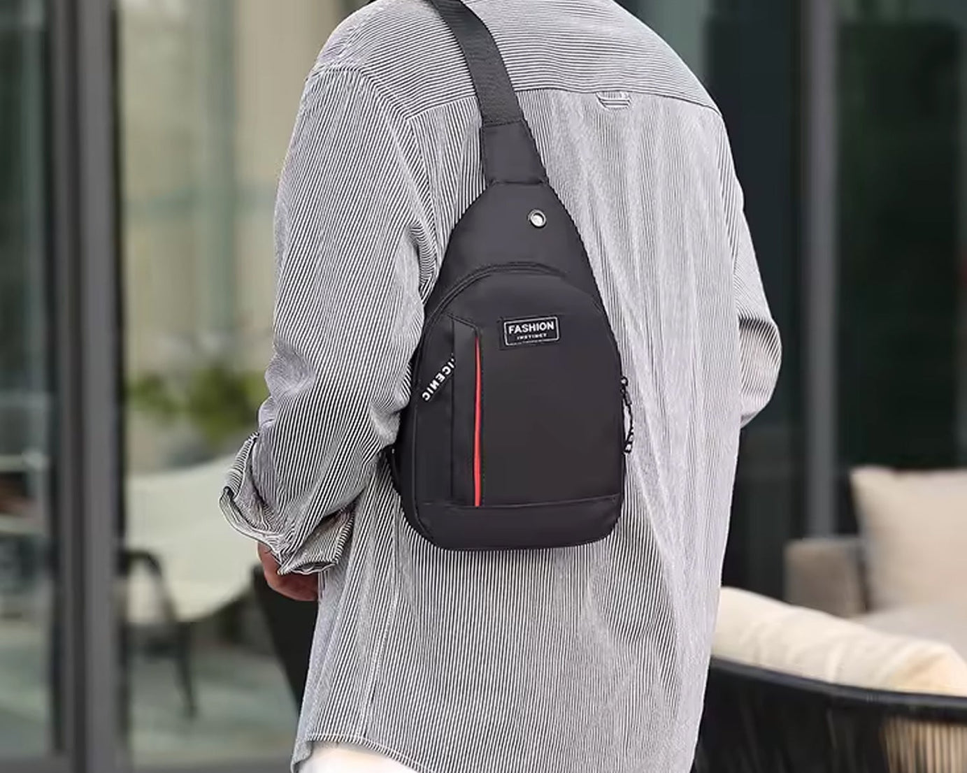 Waterproof Anti Theft Cross-body fanny pack waist bag, Shoulder Bags Chest Men Casual fashion USB Charging earphone hook Sling Travel Bag (1 Pc)