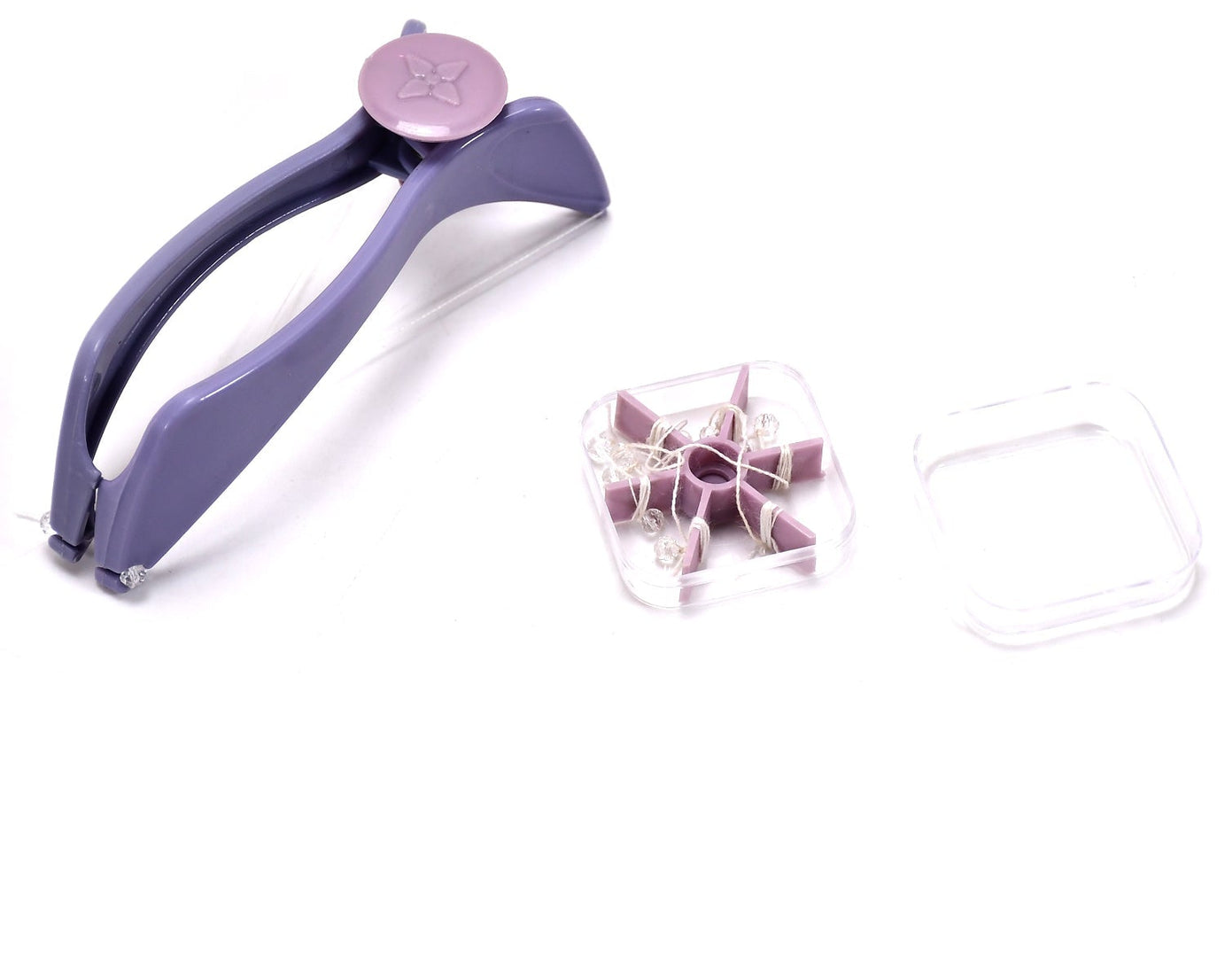 Hair removal device in action on facial hair.