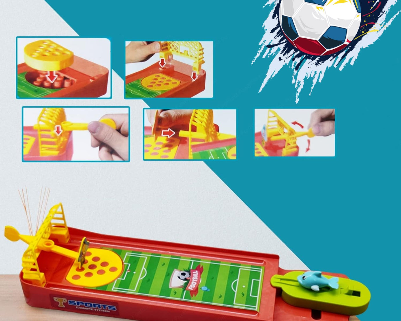 Mini Table Top Finger Football Game for Kids-Desktop Game for Kids & Adults, Fun Indoor Finger Bowling Game for Boys & Girls, Family Board Game