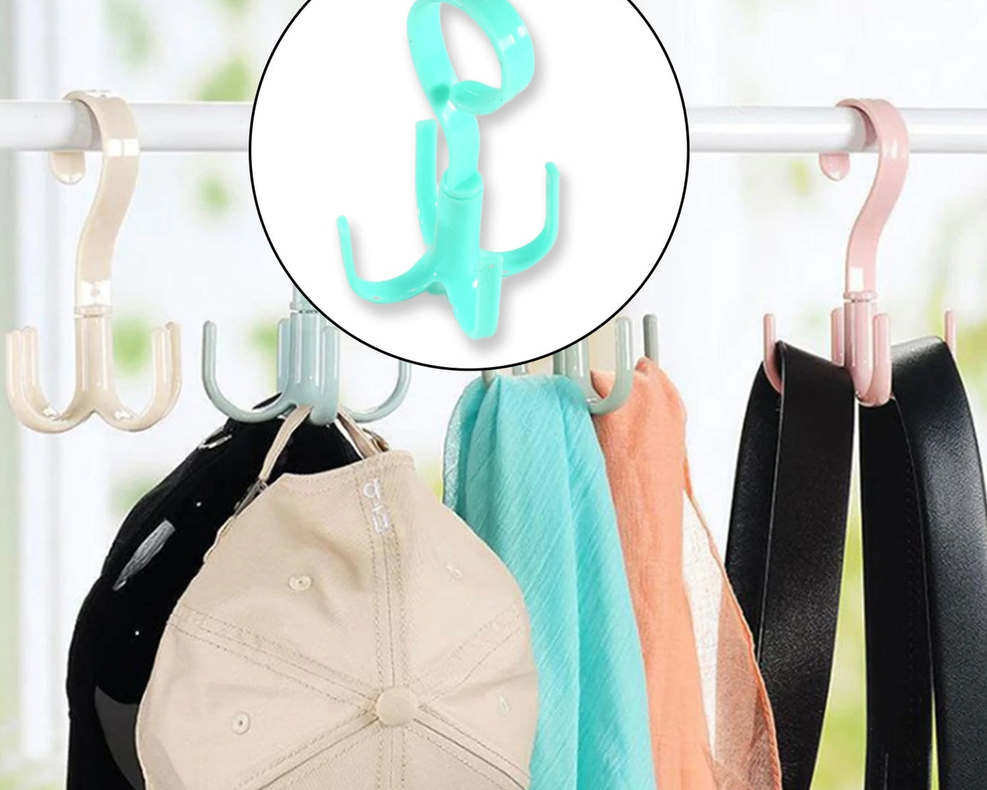 4-claw rotatable purse rack for handbags.