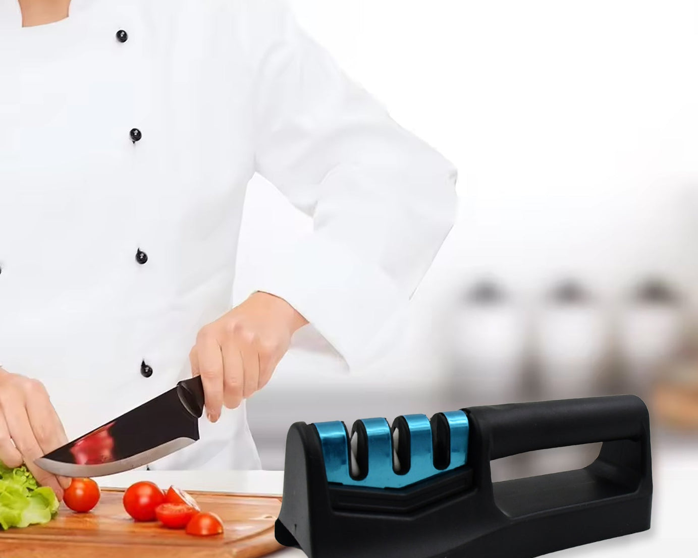 Knife Sharpener for Kitchen | Knife Sharpener with Vegetable Chopper and Fish Scale Remover | Handheld Knives & Pocket Knife Sharpener | Knife Sharpener for Chefs & Serrated Knife (9in1)