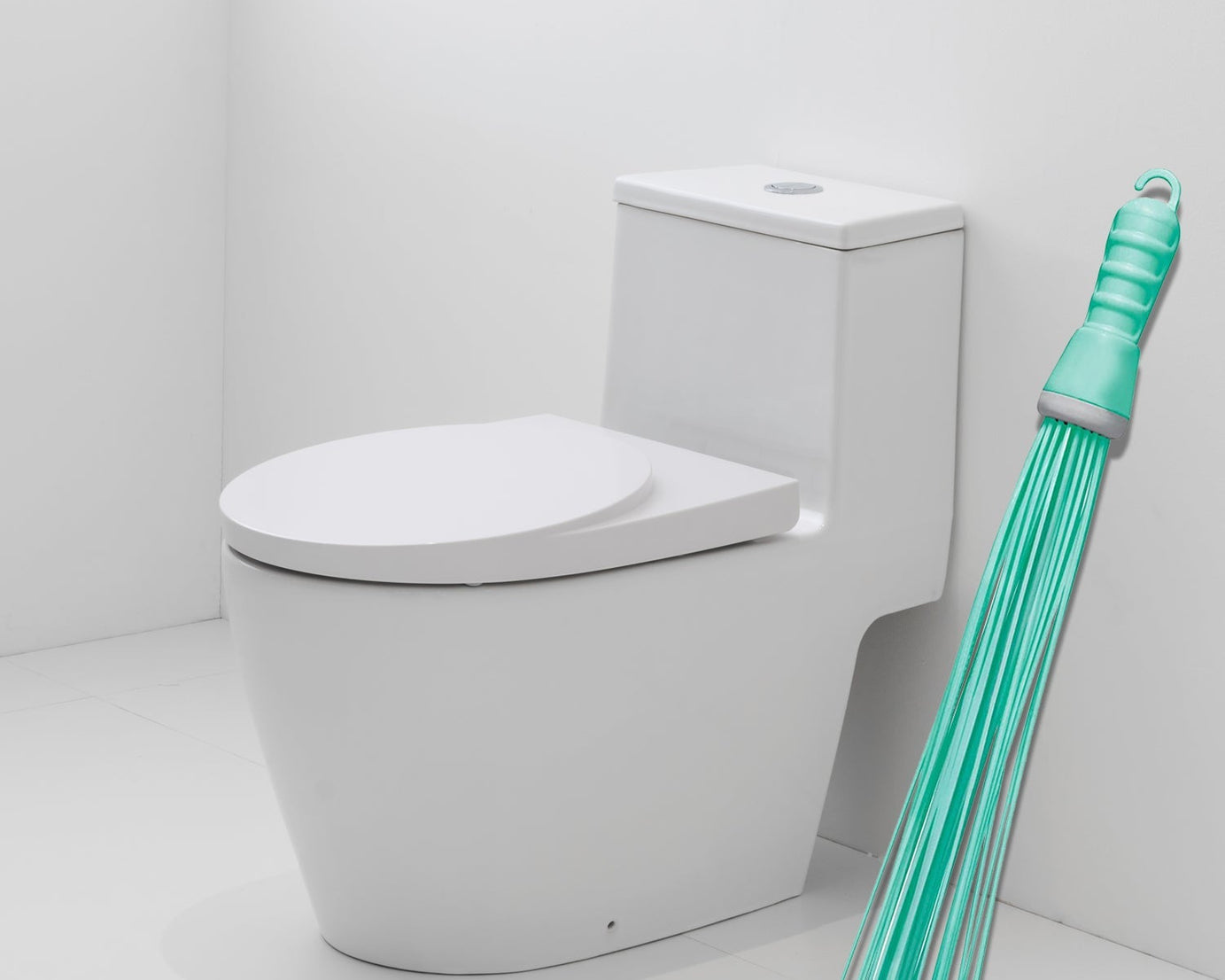 Plastic broom with bristles for wet and dry cleaning