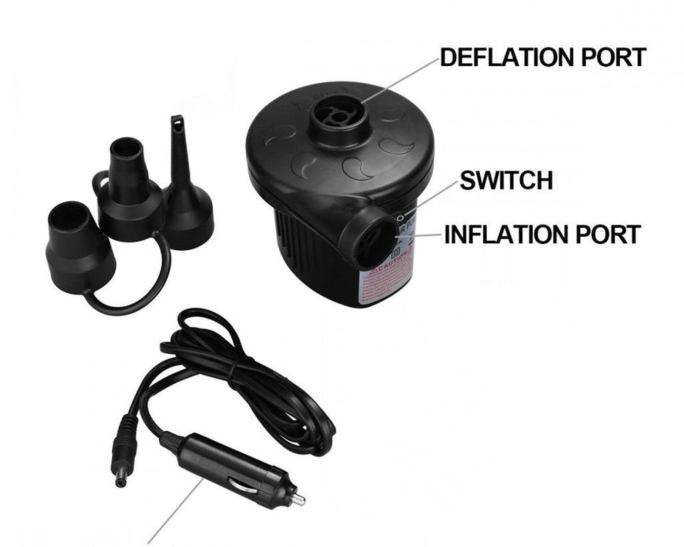 Multi-Purpose Electric Air Pump Without Valve Adaptors for Quickly Inflates/Deflates Sofa, Bed, Swimming Pool Tubes, Toys, Air Bags