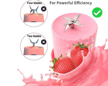 BLENDER PORTABLE JUICER FOR SMOOTHIE , JUICE , VEGETABLE SHAKES WITH 6 BLADES WIRELESS CHARGING MINI PERSONAL SIZE MIXER BOTTLE GRINDER, 420 ML MULTICOLOR