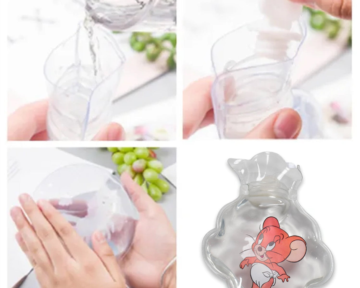 Hot water bag with cover for neck and shoulder.
