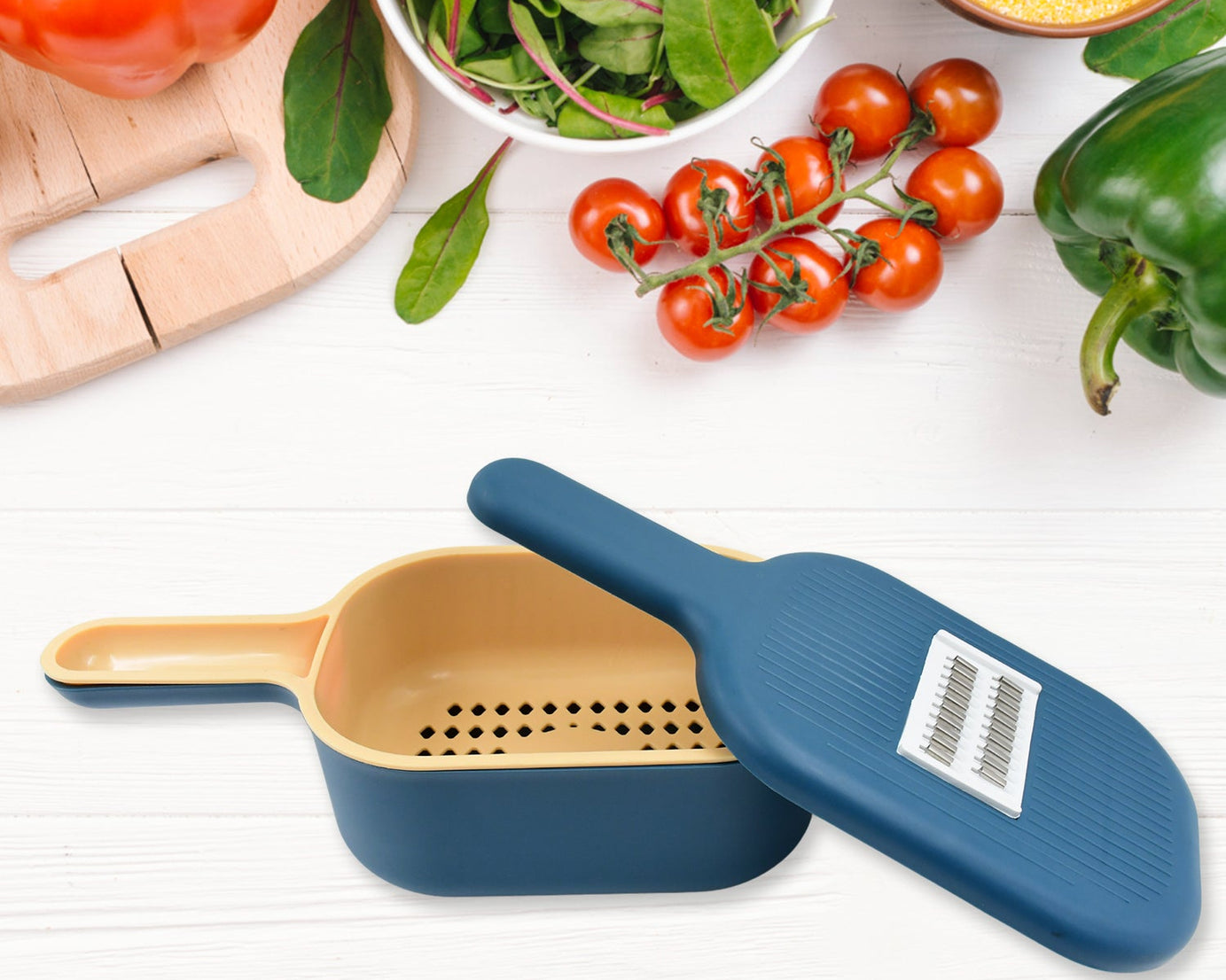 Vegetable Slicer Cutter - 6 Blades Kitchen Accessories, Tools & Appliances with Container & Handle (1 Set)