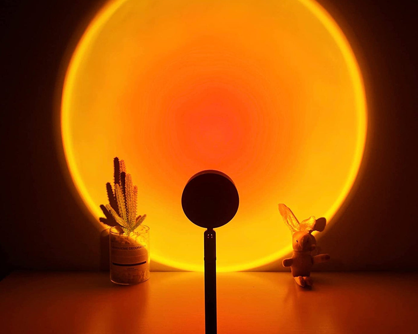 Sunset projection lamp with LED lights, four colors, different views.