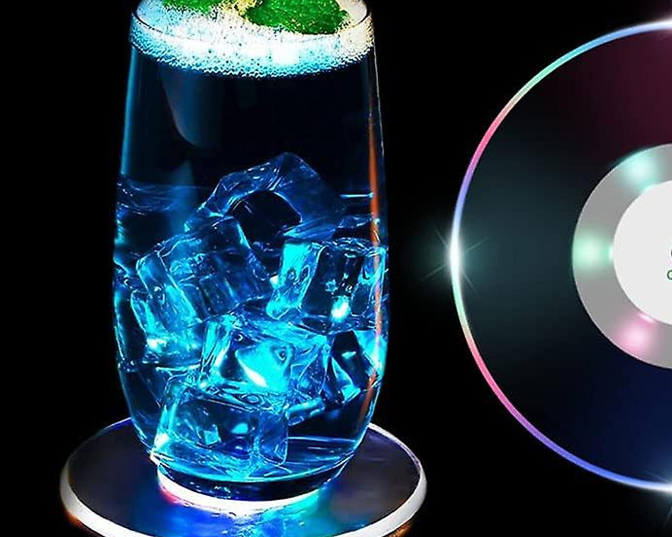 Colorful LED Cocktail Coaster, Round Ultra-Thin LED Drink Coaster (1 Pc)