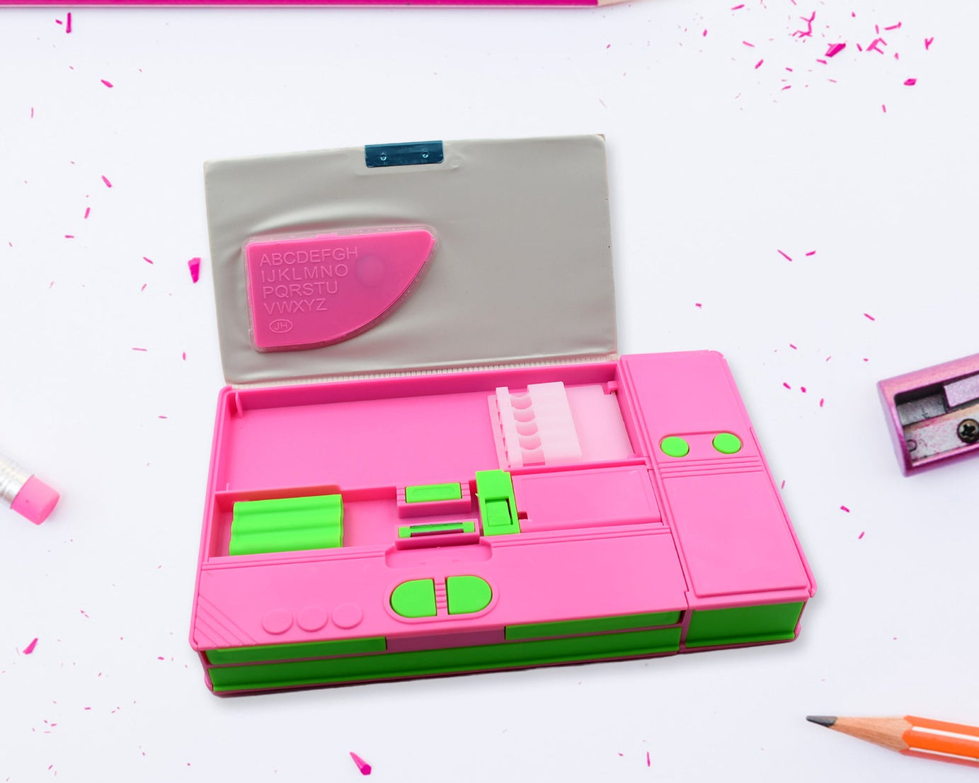 Multi Purpose Gadget Jumbo Pencil Box Compass With Calculator Jumbo 2 Side Slot Geometry Box Compass Use School , Traveling & Studio