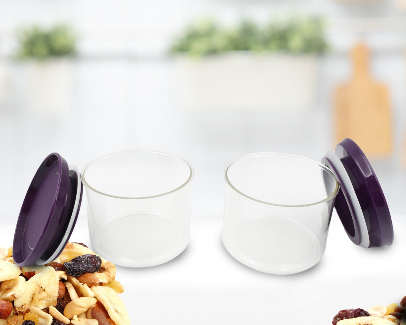 Air Tight & Unbreakable Kitchen Jar Set Food Storage Containers for Dry Fruits, Spices, Snacks, Pulses (2 Pcs Set)