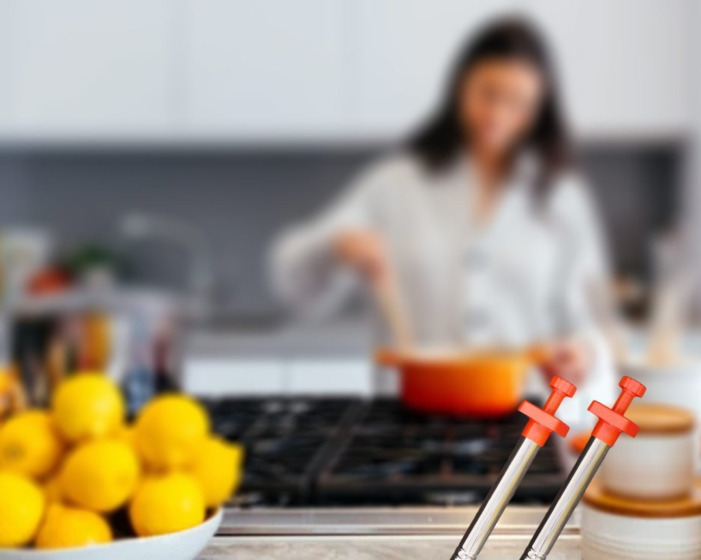 Square-shaped gas lighter ideal for kitchen use.