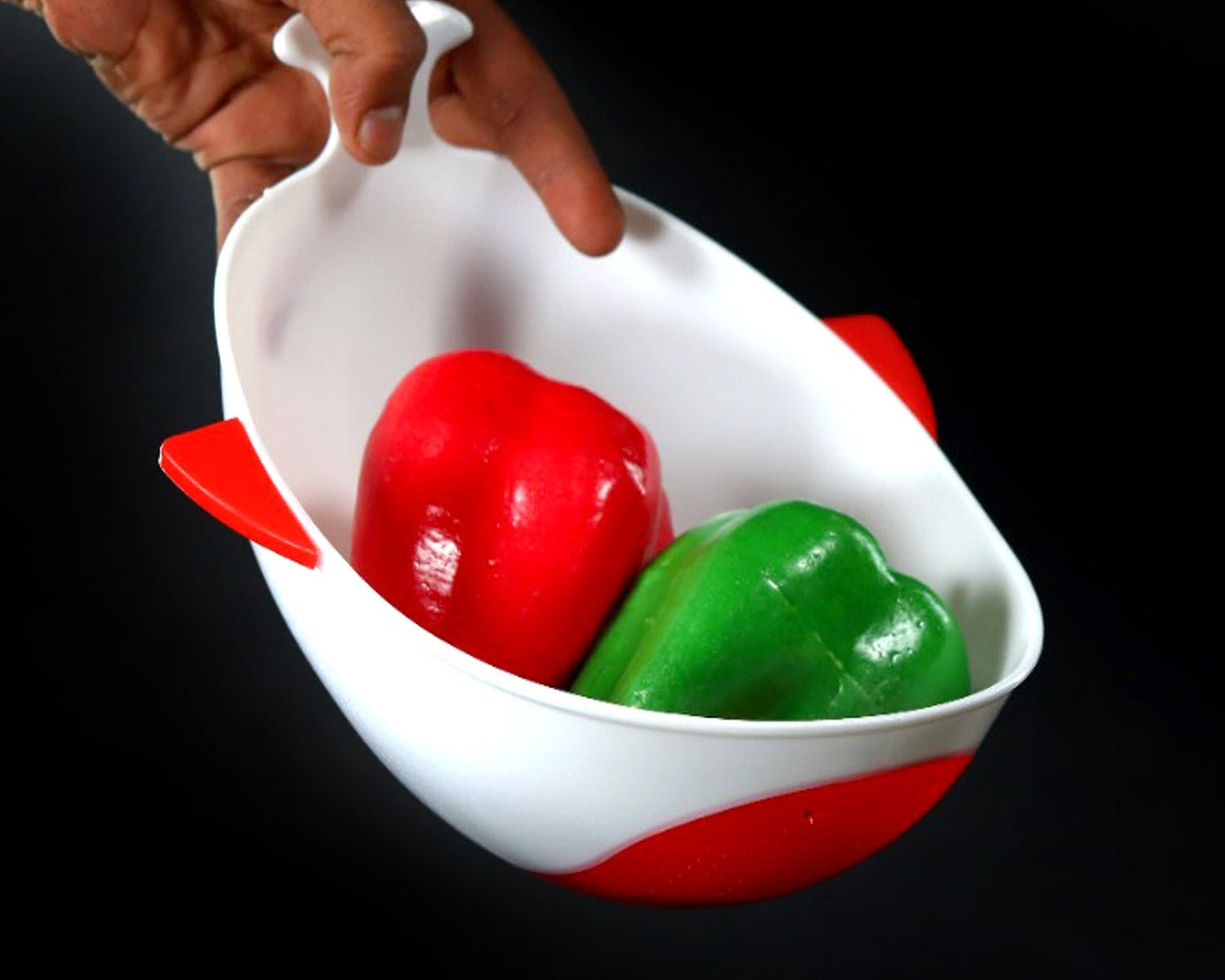 Plastic bowl with strainer for washing rice, pulses, and vegetables