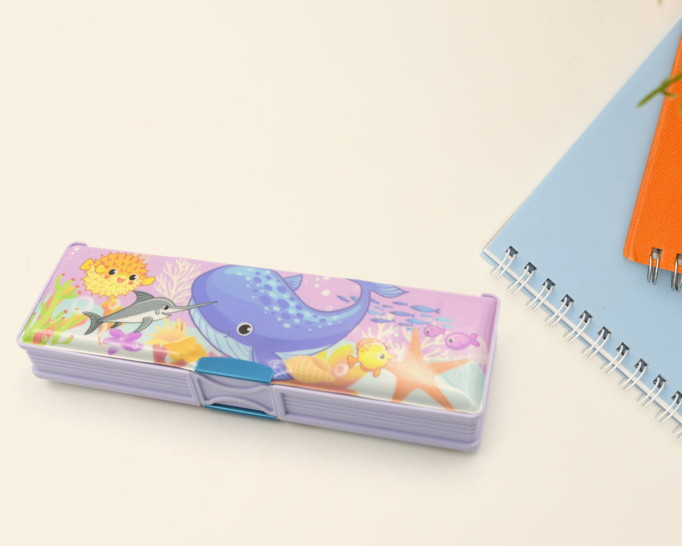 Multipurpose Compass Box, Plastic Double Deck Pencil Case with 2 Compartments, Supplies Utility Box Storage Organizer, Pencil Box for School, Cartoon Printed Pencil Case for Kids, Birthday Gift for Girls & Boys