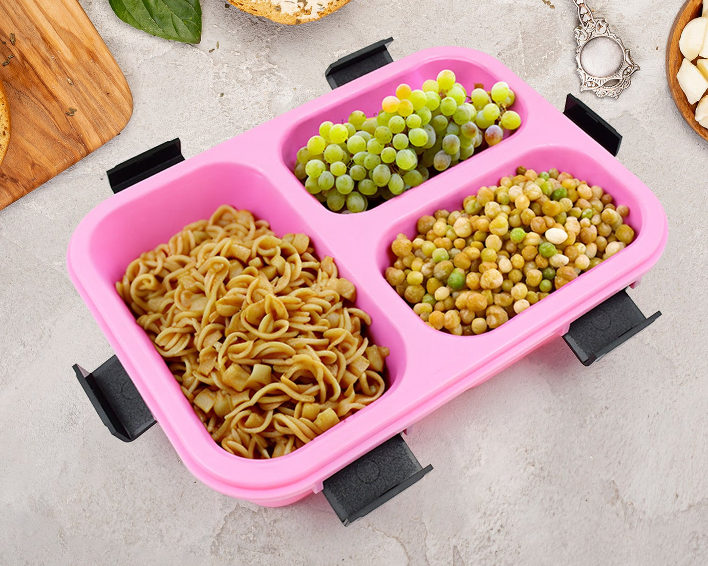 Plastic 3 Compartment Insulated Lunch Box, Lunch Box (1 Pc)