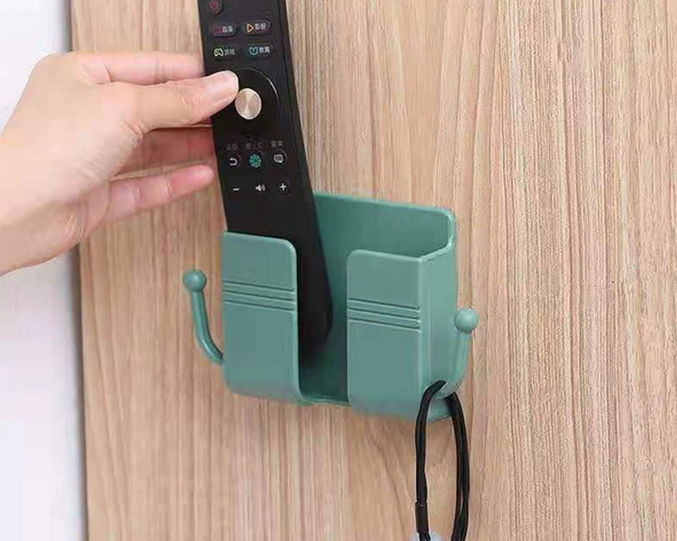 Wall-mounted stand with hook for phones and household items