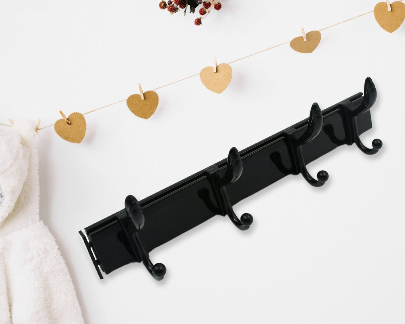 Cloth hanger, Wall Door Hooks Rail for Hanging Clothes for Hanging Hook Rack Rail, Extra Long Coat Hanger Wall Mount for Clothes, Jacket, Hats, 6 Hook With Eco-friendly Liquid Adhesive Glue