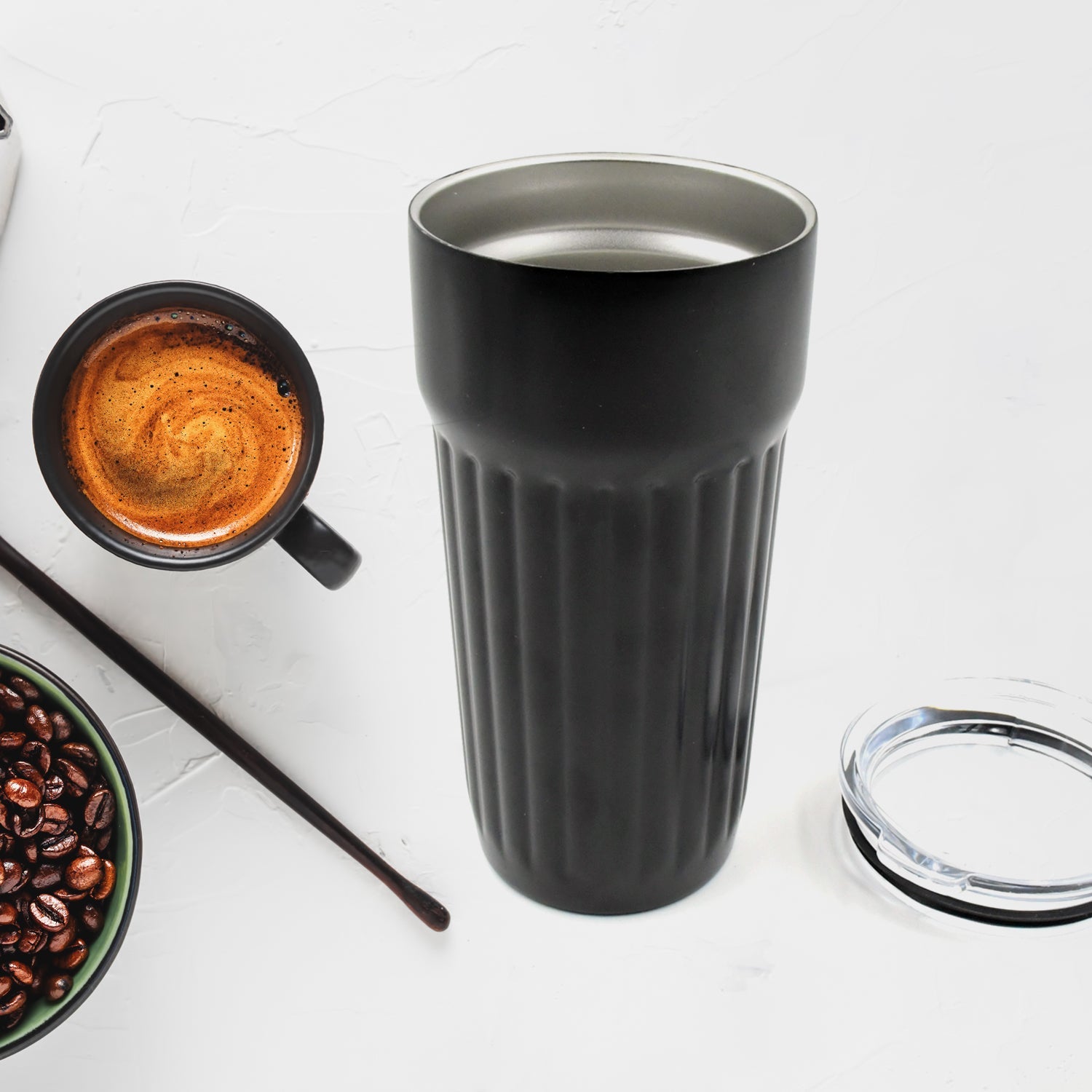 12509 Stainless Steel Vacuum Insulated Insulated Coffee Cups Travel Mug, Car Coffee Mug with Lid Reusable Thermal Cup for Coffee Car Travel Beach Camping Hiking Hunting Fishing Drinks Coffee, Tea (1 Pc)