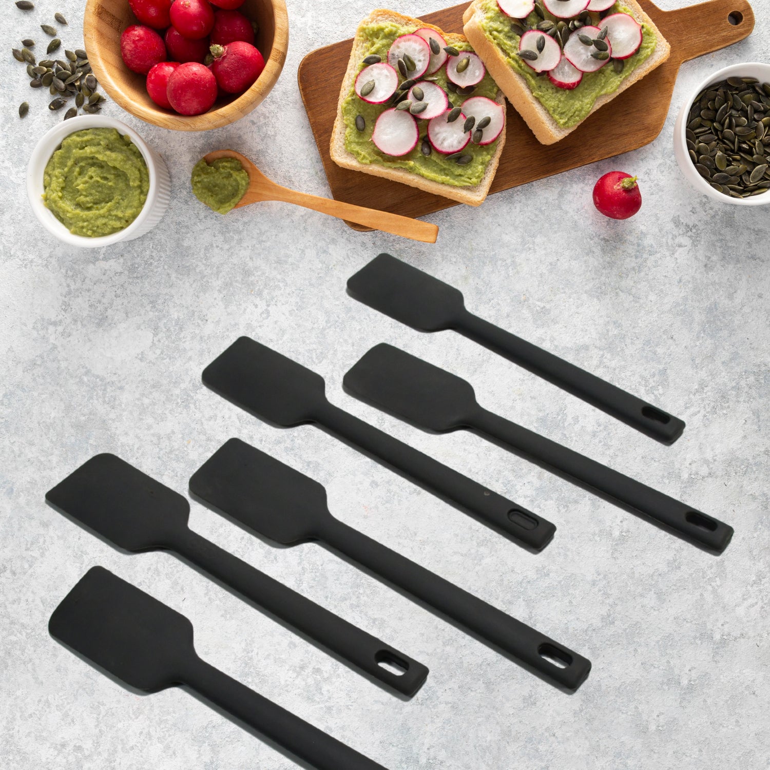 Multipurpose Silicone Spoon, Silicone Basting Spoon Non-Stick Kitchen Utensils Household Gadgets Heat-Resistant Non Stick Spoons Kitchen Cookware Items For Cooking and Baking (6 Pcs Set)