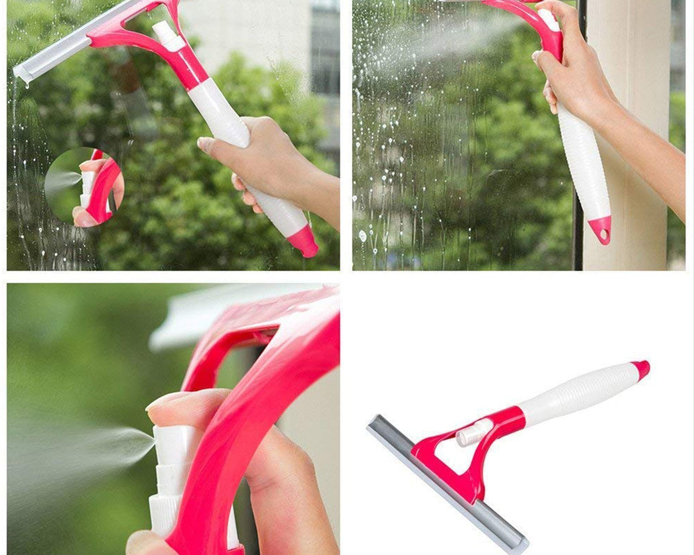 0620 Home Practical Washing brush Magic Spray type cleaning brush with Spray Bottle, glass wiper window clean shave glass sponge car window cleaning (1 Pc)