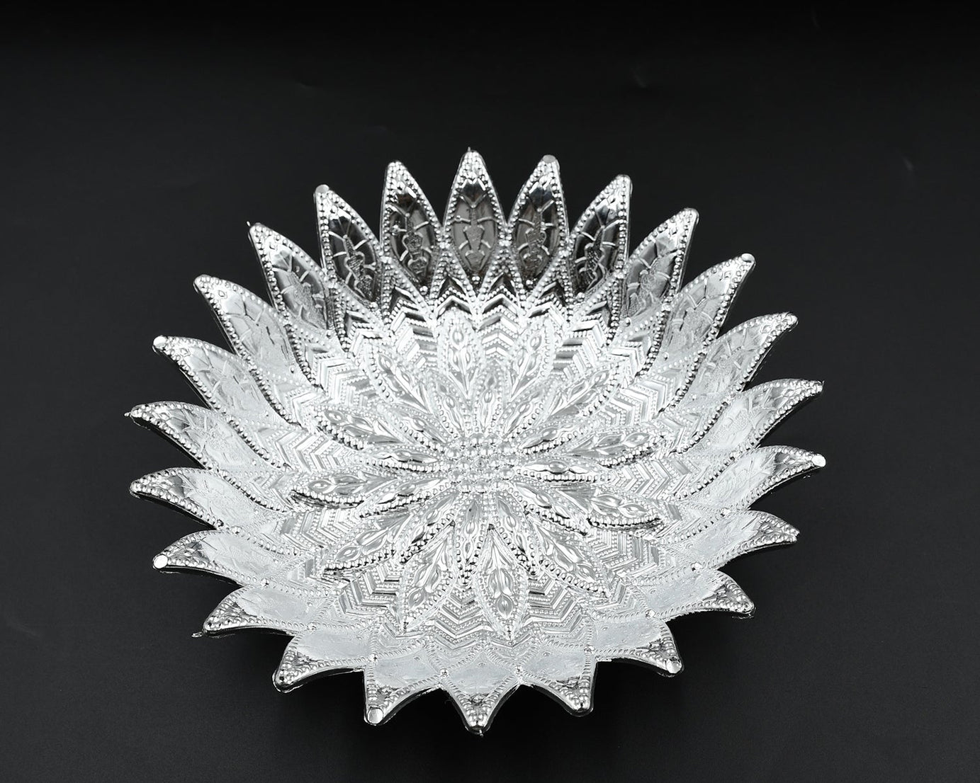 Traditional Design Serving Tray, Plastic Silver Finish Serving Tray, Multipurpose Tray, Decorative Tray, Mukhwas Serving Tray (1 Pc )