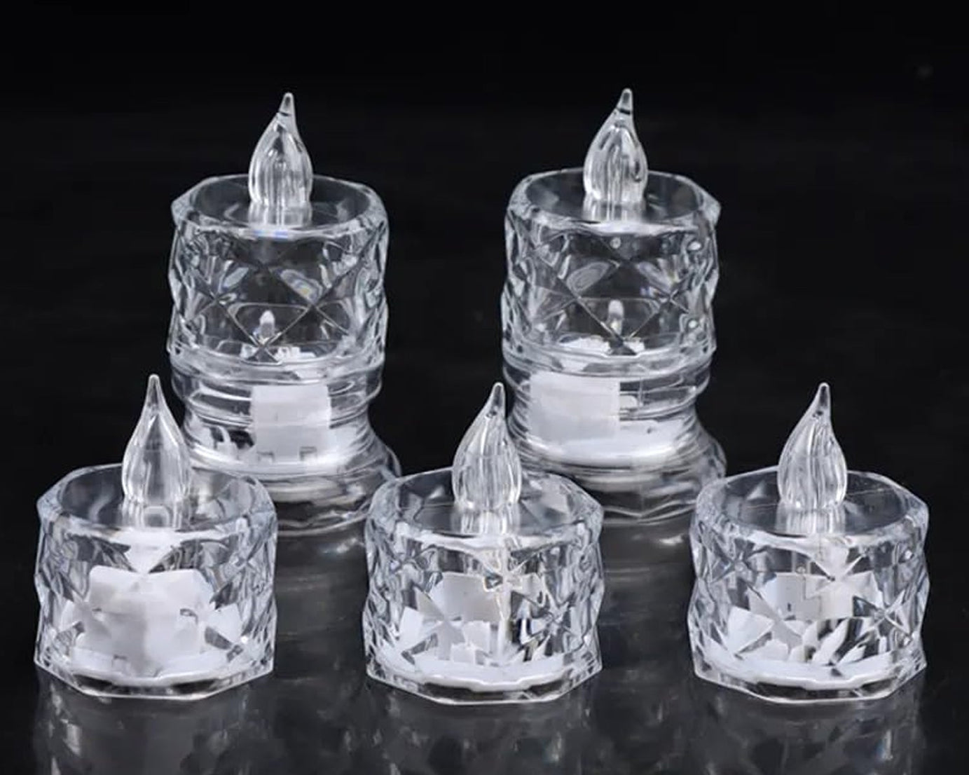 12 Pcs Flameless and Smokeless Decorative Acrylic Candles Transparent Led Tea Light Candle for Gifting, House, Diwali, Christmas, Festival, Events Decor Candles