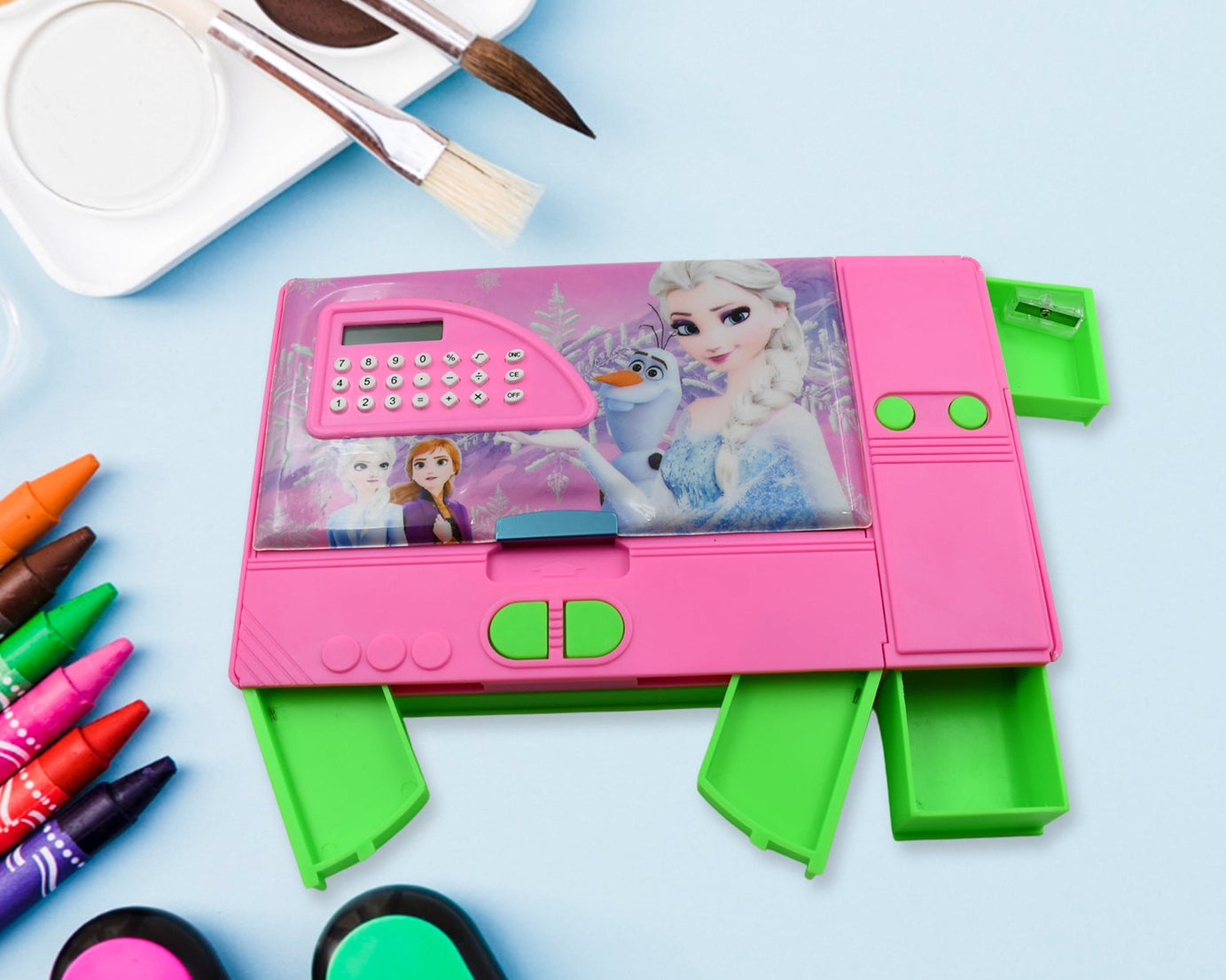 Multi Purpose Gadget Jumbo Pencil Box Compass With Calculator Jumbo 2 Side Slot Geometry Box Compass Use School , Traveling & Studio