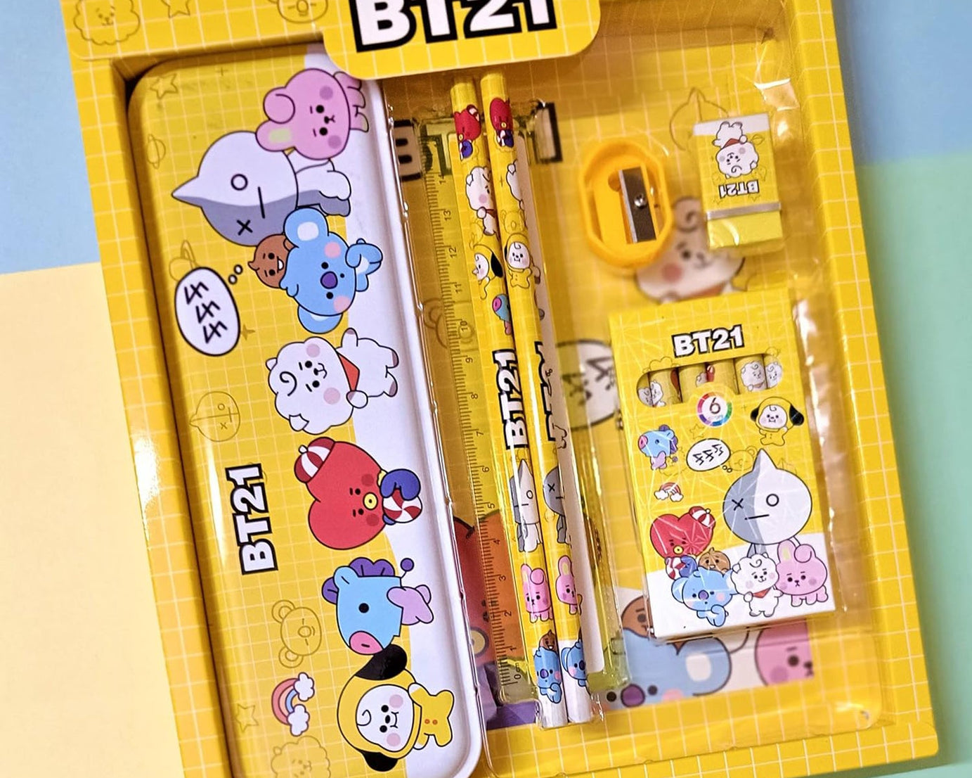 Stationery Kit for Kids - Stationery Set, Includes Metal Pencil Box, Sharpener, Pencil and Eraser Set, School Supply Set, Birthday Return Gift for Kids, Boys, Girls (12 pc Set)