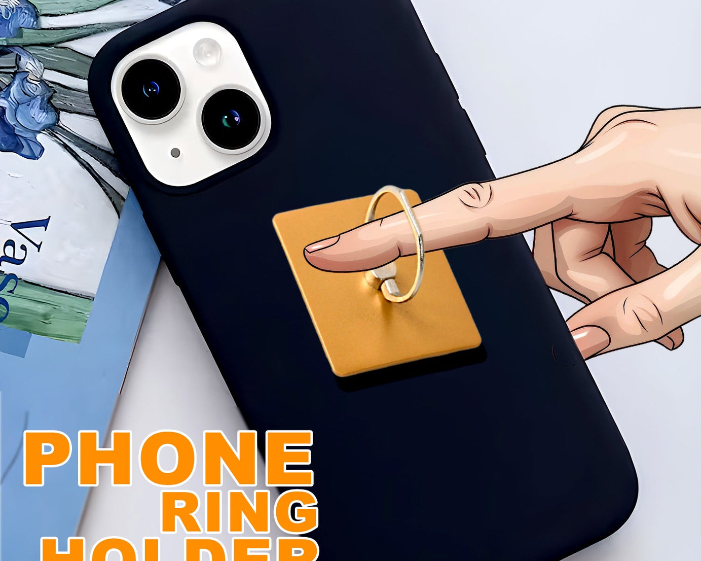 Mobile Phone Finger Stand, 360°Rotation Phone Ring Stand Holder, Kickstand Hand Finger Grip (1 Pc)