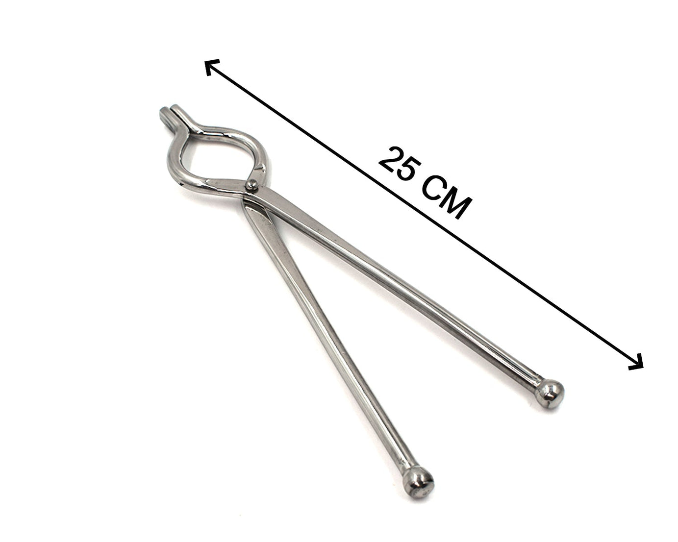 Ganesh stainless steel tongs, 8mm, close-up and detailed view.
