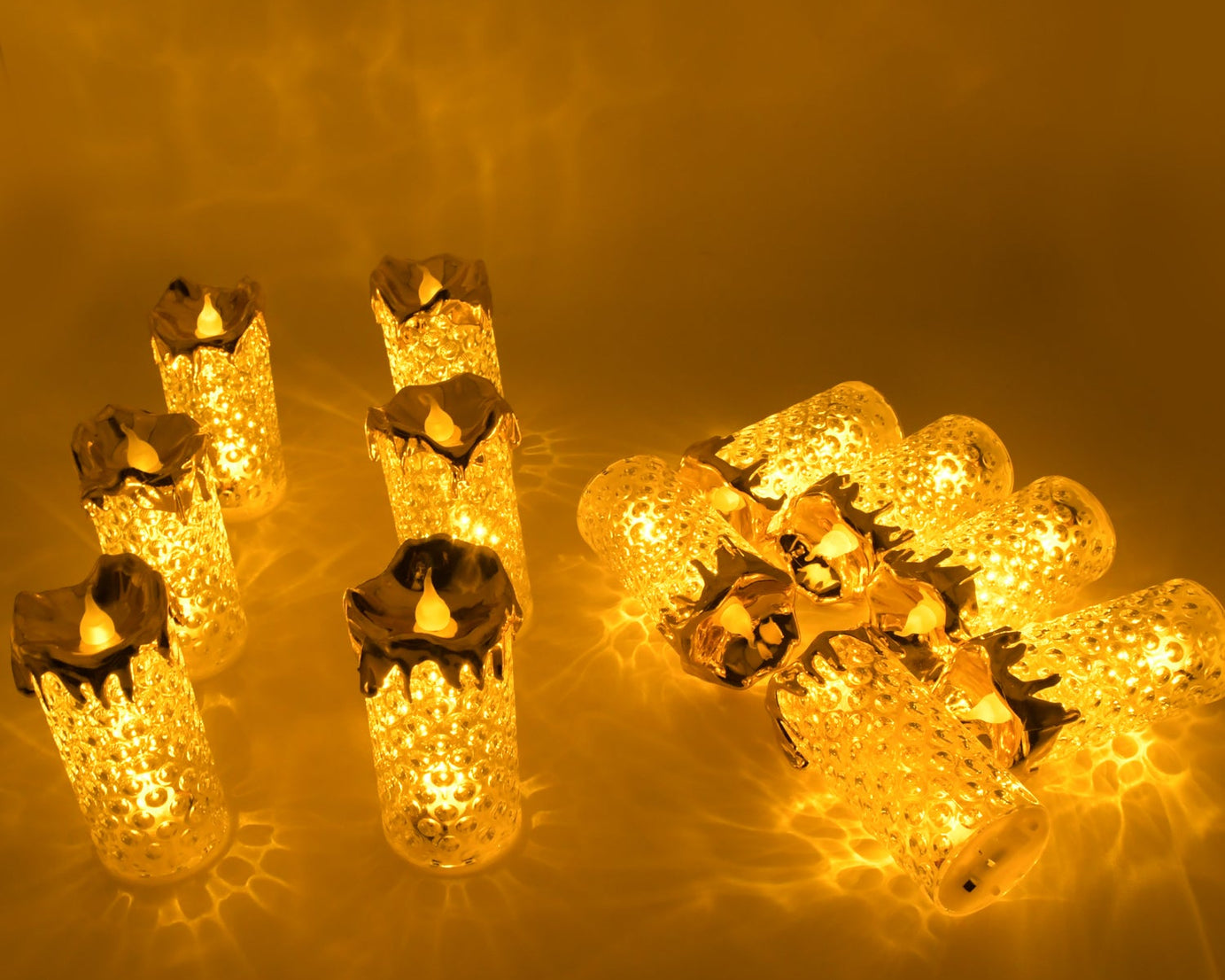 Gold Flameless Candles LED Light Flameless and Smokeless Decorative, Candles Led Tea Light Candle Perfect for Gifting, Home, Diwali,Wedding, Christmas, Crystal Candle Lights, Table Decorations (12 Pc MOQ)