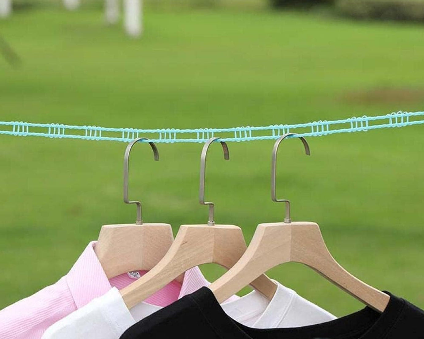 8861 3 Meters Fiber Rope Anti-Slip Clothes Washing Drying Nylon Rope Japan Style Rope with Hooks, Durable Camping Clothesline Portable Clothes Drying Line Indoor Outdoor Laundry Storage for Travel Home Use (3 Mtr.)