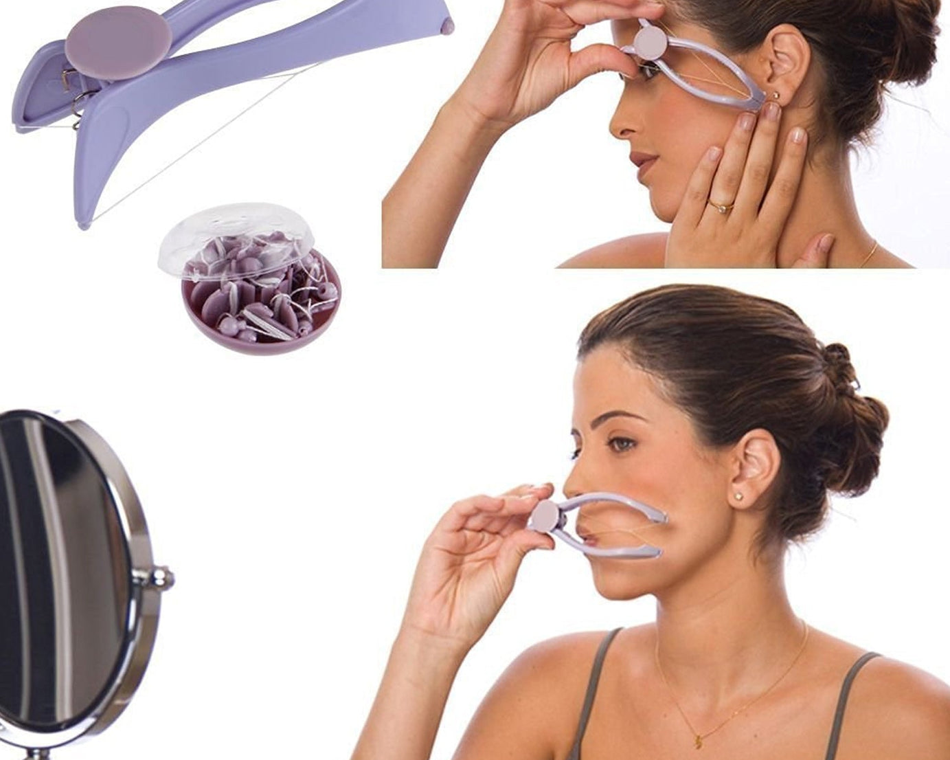 Complete hair removal kit including the machine and accessories.