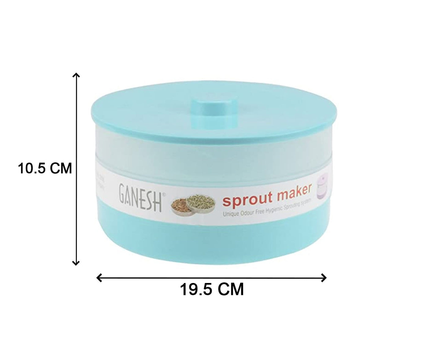 Ganesh sprout maker, bean bowl 1800 ml, shown from various angles.