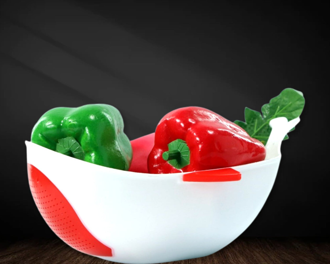 Plastic washing bowl with strainer for pasta and vegetables