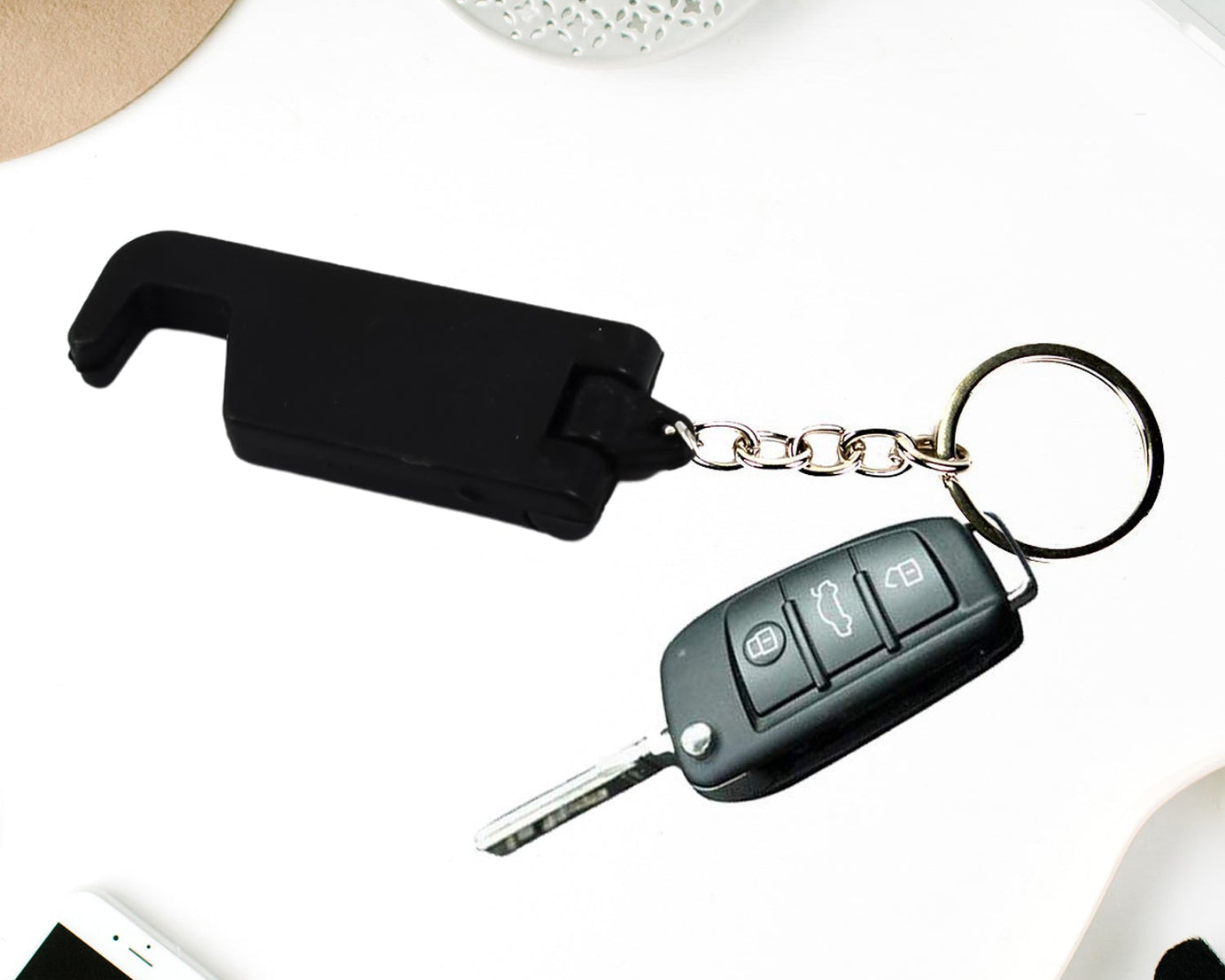 2 in 1 Plastic Keychain with Mobile Stand / Phone Holder (1 Pc / Multicolor)