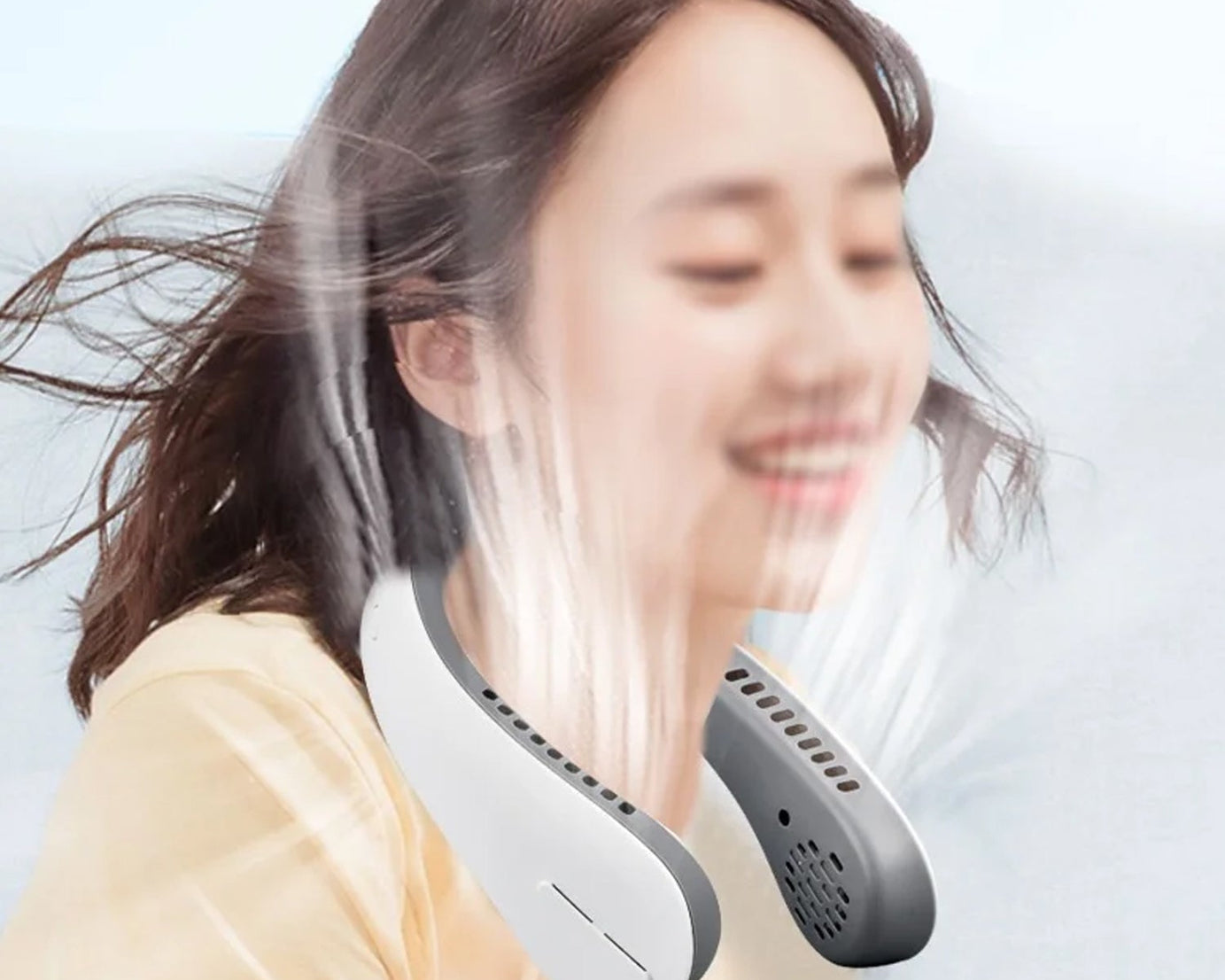 Neck Fan, Portable and Wearable Personal Fan, USB Rechargeable, Headphone Design, Neckband Fan with 3 Speeds, suitable for outdoor family sports travel