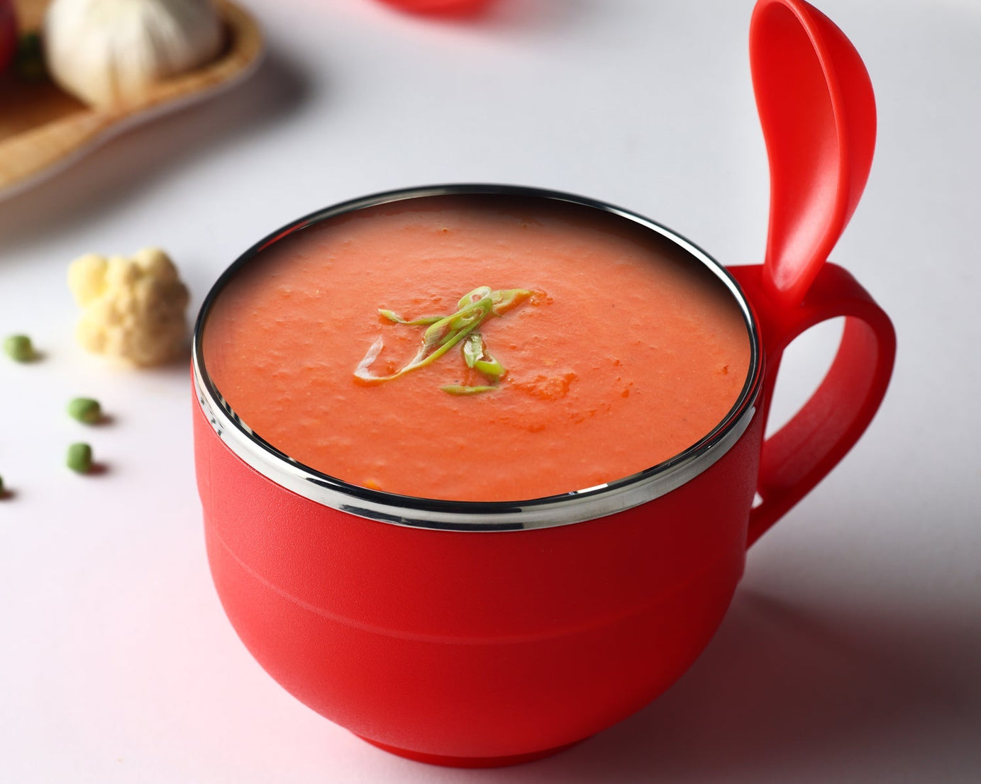 Durable soup bowl with fork and spoon set for kitchen use