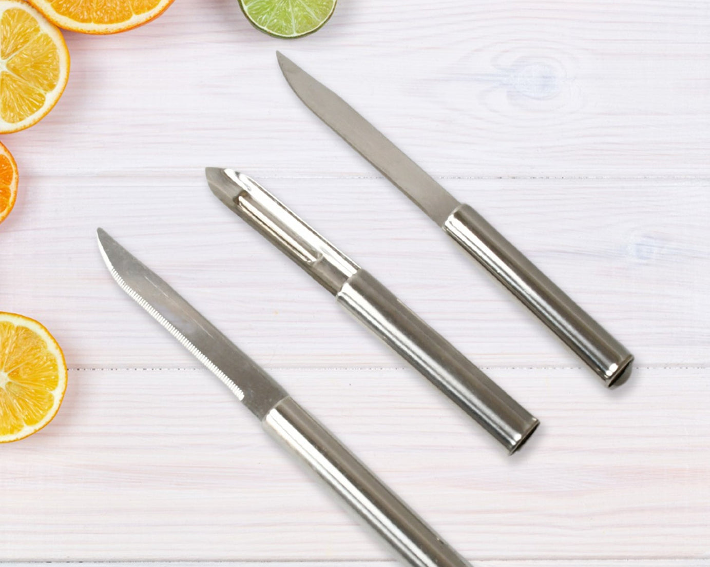 Stainless Steel Multipurpose Sharp Cutting Knife with Non-Slip Handle for Fruit, Meat and Vegetable Chopping (Pack Of 3)