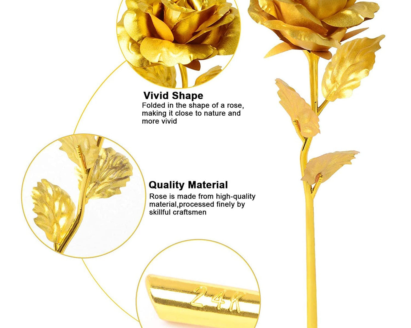 Luxury Decorative Gold Plated Artificial Golden Rose with Premium Box